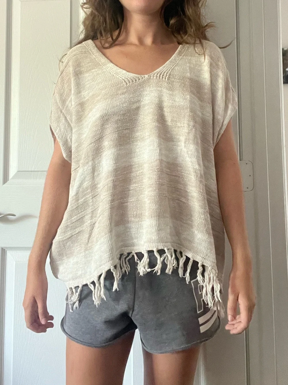 GAP Fringe Knit Poncho Top
